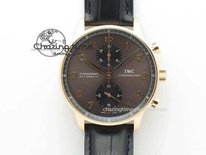 MIROTIME 0325 Classic Portuguese IW371482 ZF 1:1 Best Edition RG Gray Dial Gold Markers On Black Leather Strap A 7265